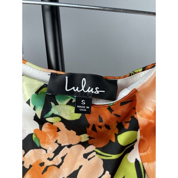 Lulu’s Lovin' It Orange Multi Floral Print Satin One-Shoulder Jumpsuit Size S - Picture 12 of 16